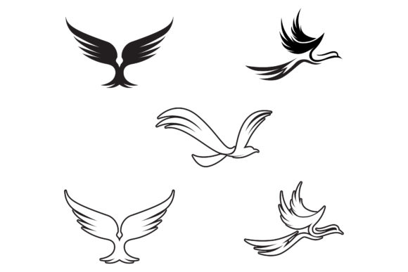 Bird Fly Symbol Logo Template for Modern Brand Identity