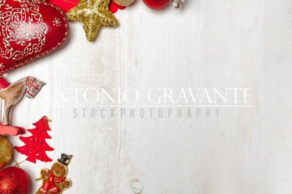 Christmas Frame on White Wood Background