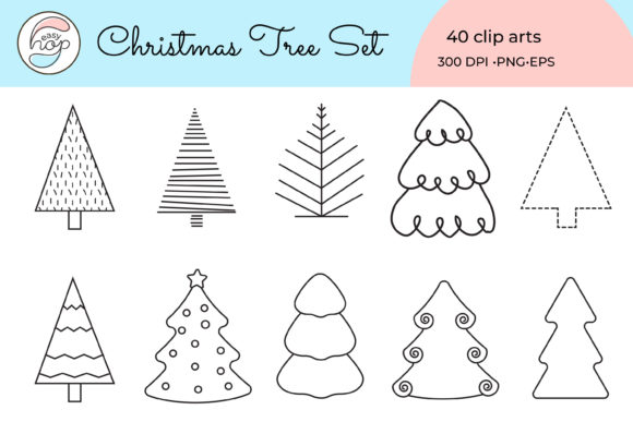 Christmas Tree Doodles Sketch Clip Art: A Creative Resource for Holiday Projects