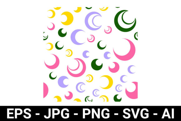 Colorful Crescent Moon Seamless Pattern