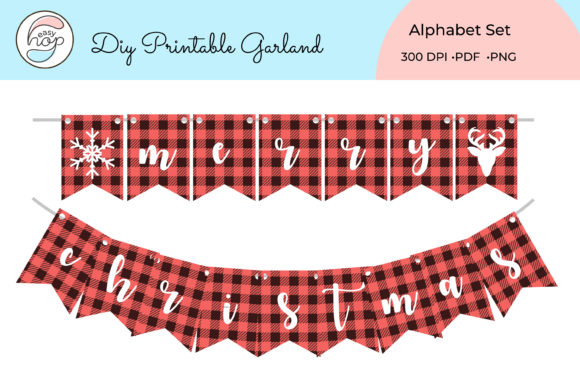 DIY Garland Alphabet Red Banner Plain