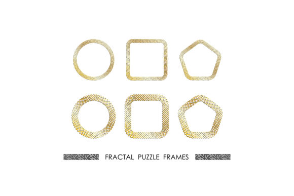 Golden Round and Square Abstract Decorative Frames