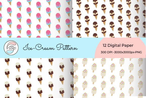 Ice Cream Pattern Paper for Creative Projects