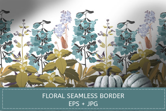 Pattern with Delphinium and Vector Floral Seamless Border: A Designer's Essential Resource