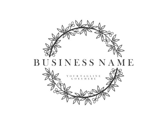 Round Floral Frame Vector Logo