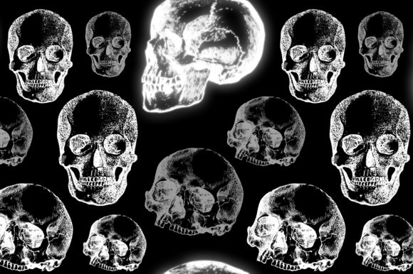 Scary White Skulls Seamless Pattern Art: A Versatile Design for Modern Creatives